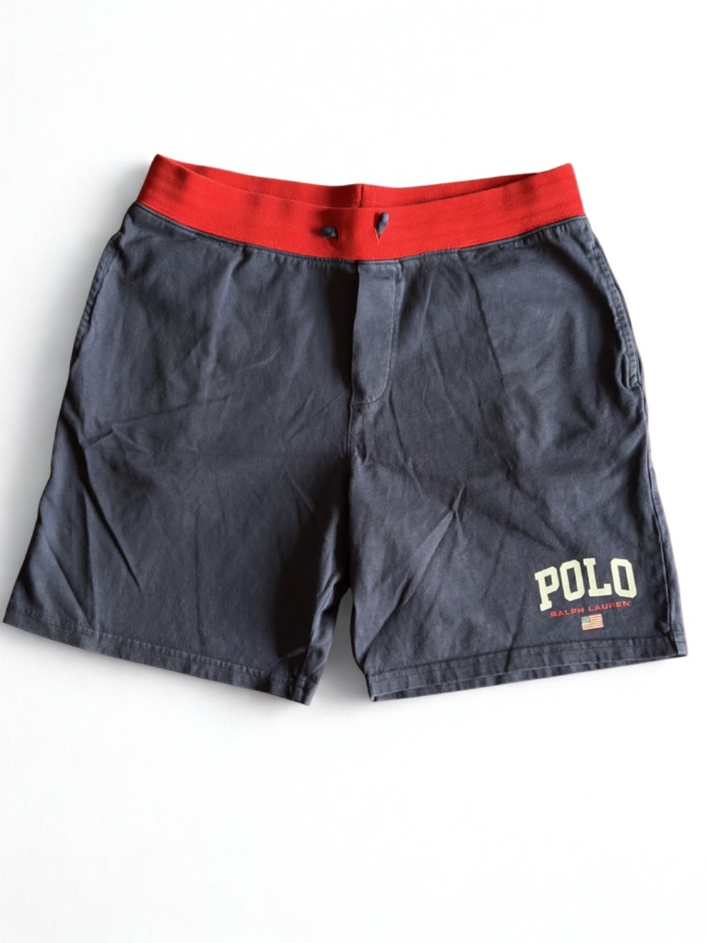 Polo by Ralph Lauren Navy Shorts with Red Waistband and Polo Logo